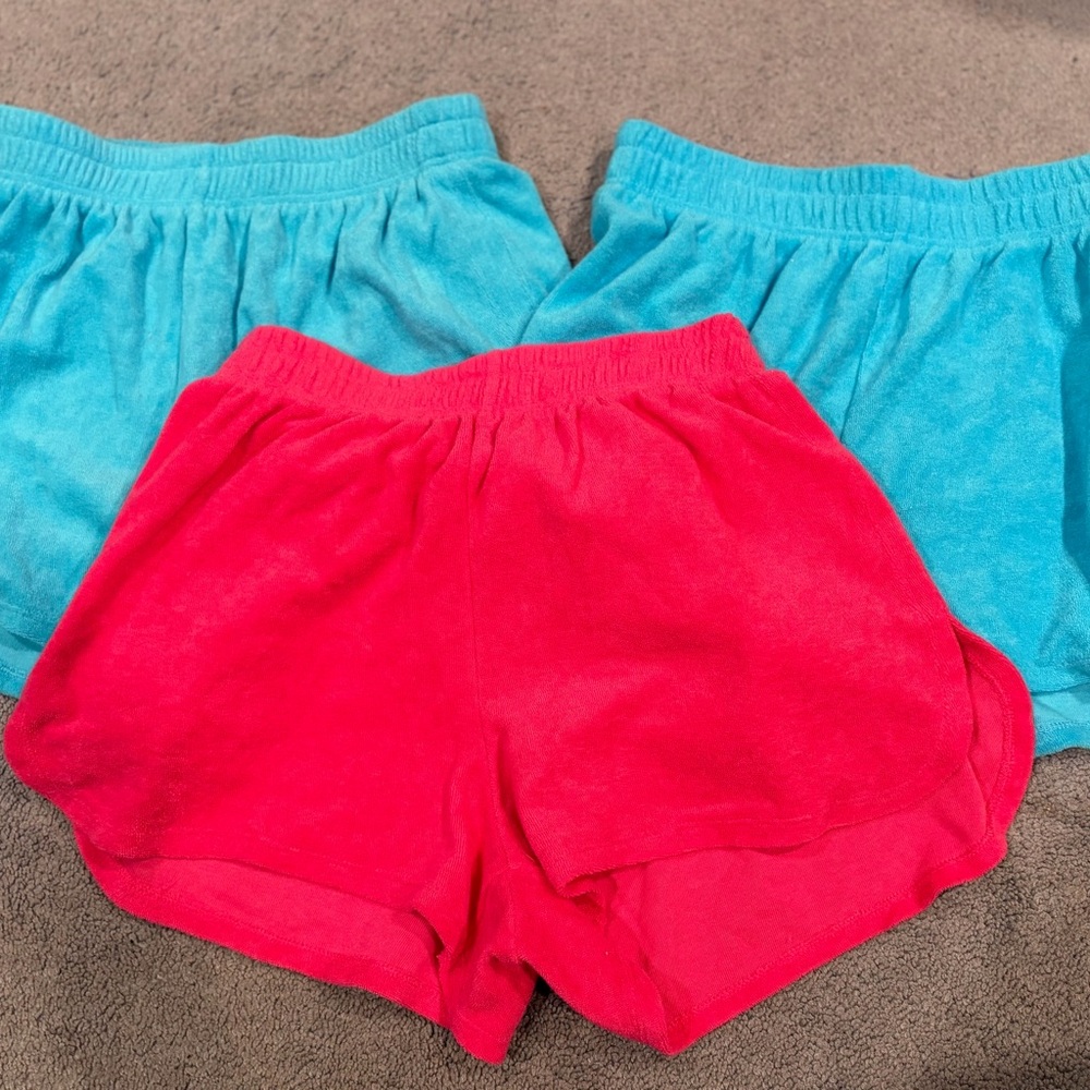 No Boundaries Girls Terry Cloth Shorts Bundle 3 Pack Size S 3-5 Pink Blue Summer